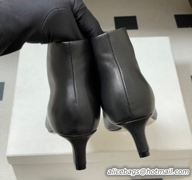 Classic Hot The Row Carla Leather Heel Ankle Boots 4cm TR120811 Black 2026