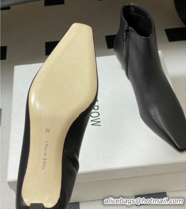 Classic Hot The Row Carla Leather Heel Ankle Boots 4cm TR120811 Black 2026