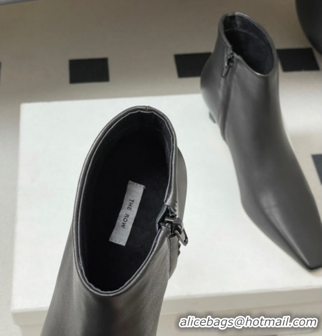 Classic Hot The Row Carla Leather Heel Ankle Boots 4cm TR120811 Black 2026