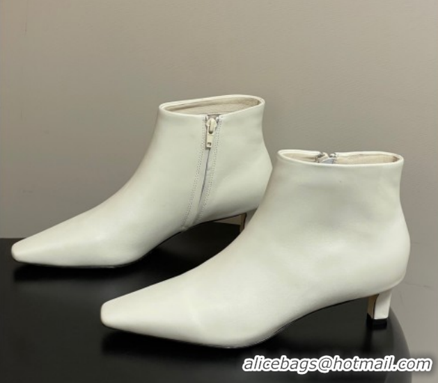 Buy Fashionable The Row Carla Leather Heel Ankle Boots 4cm TR120811 White 2026