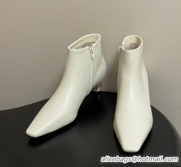 Buy Fashionable The Row Carla Leather Heel Ankle Boots 4cm TR120811 White 2026