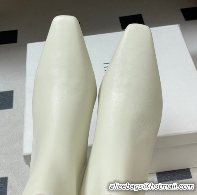 Buy Fashionable The Row Carla Leather Heel Ankle Boots 4cm TR120811 White 2026