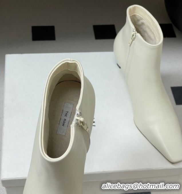 Buy Fashionable The Row Carla Leather Heel Ankle Boots 4cm TR120811 White 2026