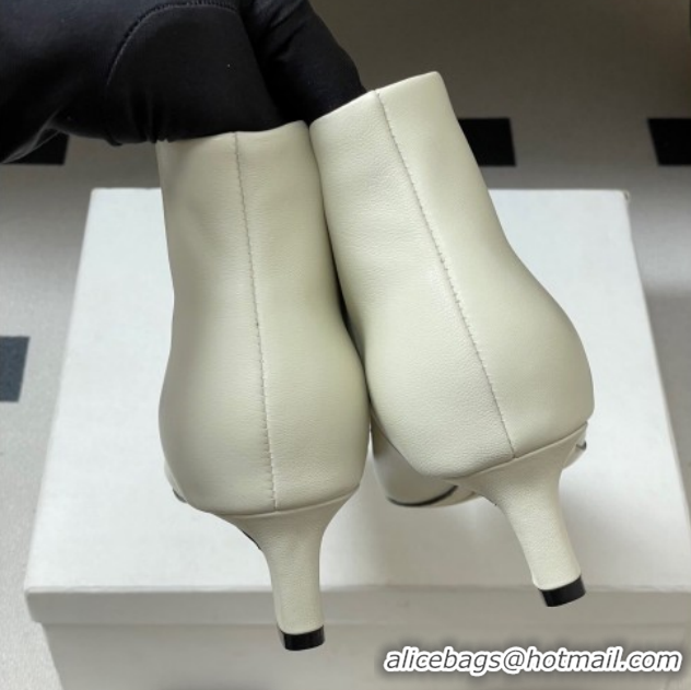 Buy Fashionable The Row Carla Leather Heel Ankle Boots 4cm TR120811 White 2026