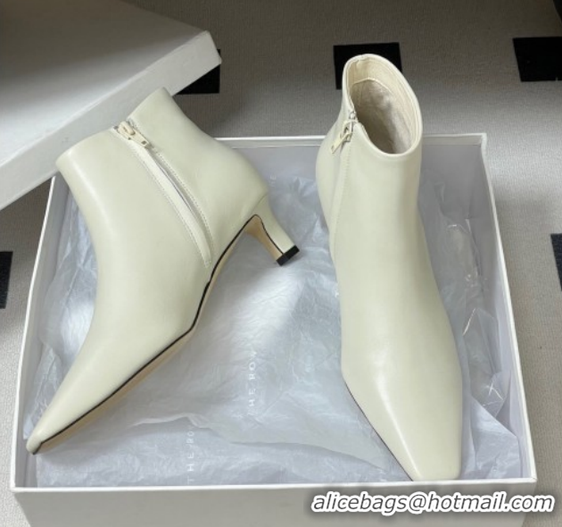 Buy Fashionable The Row Carla Leather Heel Ankle Boots 4cm TR120811 White 2026