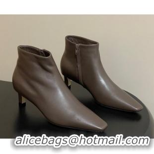 Good Looking The Row Carla Leather Heel Ankle Boots 4cm TR120811 Dark Brown 2026