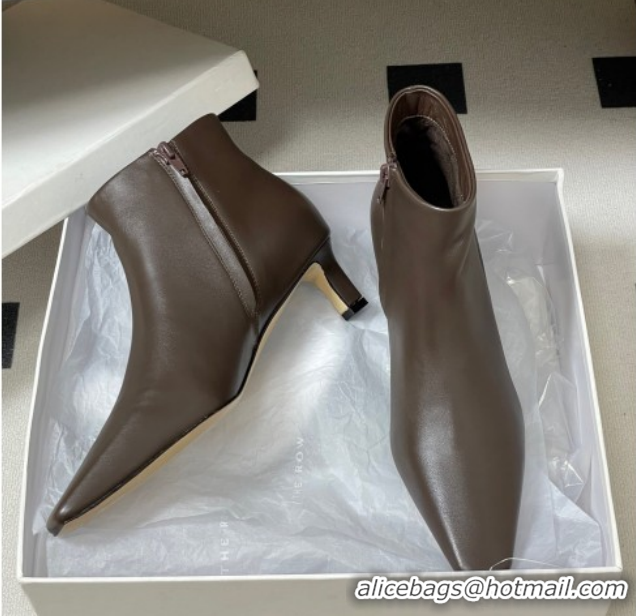 Good Looking The Row Carla Leather Heel Ankle Boots 4cm TR120811 Dark Brown 2026