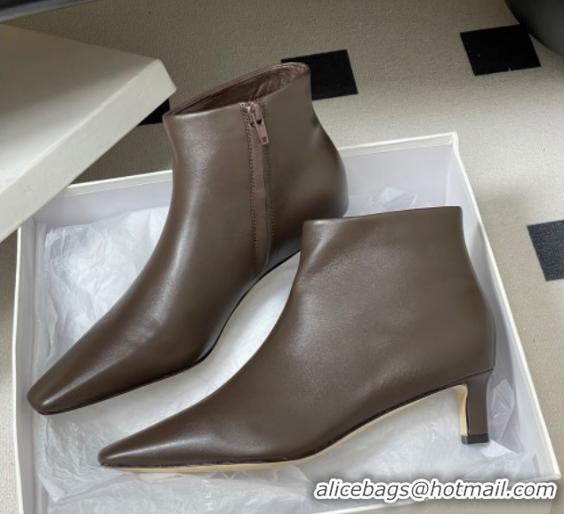Good Looking The Row Carla Leather Heel Ankle Boots 4cm TR120811 Dark Brown 2026