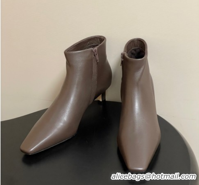Good Looking The Row Carla Leather Heel Ankle Boots 4cm TR120811 Dark Brown 2026