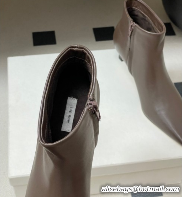 Good Looking The Row Carla Leather Heel Ankle Boots 4cm TR120811 Dark Brown 2026