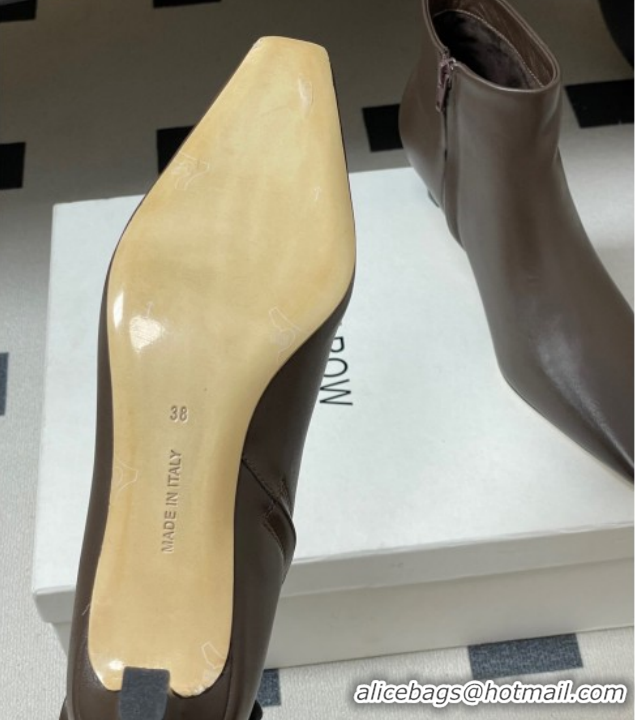 Good Looking The Row Carla Leather Heel Ankle Boots 4cm TR120811 Dark Brown 2026