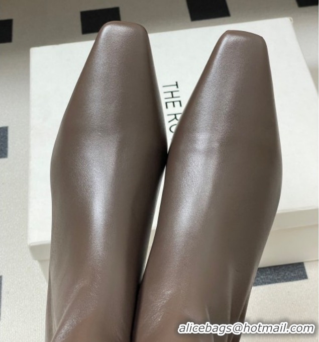 Good Looking The Row Carla Leather Heel Ankle Boots 4cm TR120811 Dark Brown 2026