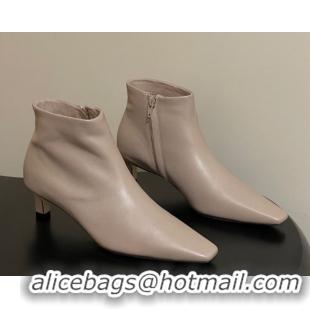 Luxurious The Row Carla Leather Heel Ankle Boots 4cm TR120811 Powder Grey 2026
