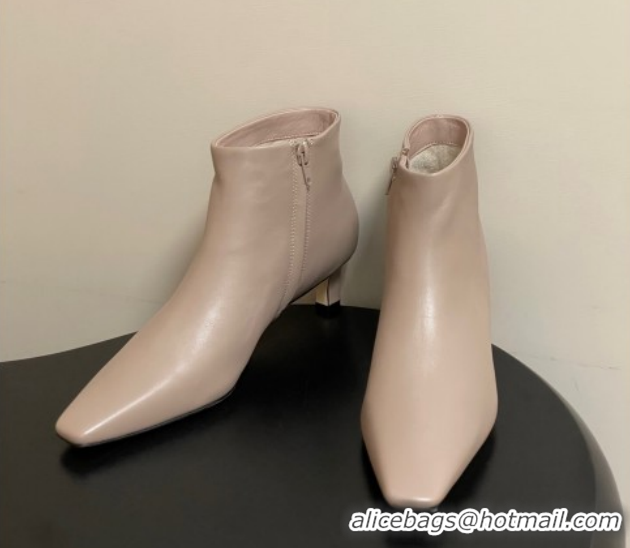 Luxurious The Row Carla Leather Heel Ankle Boots 4cm TR120811 Powder Grey 2026