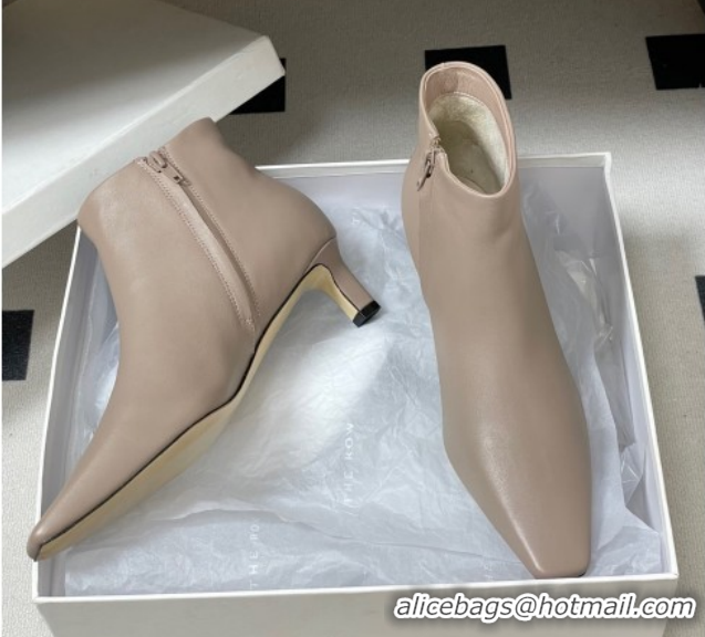 Luxurious The Row Carla Leather Heel Ankle Boots 4cm TR120811 Powder Grey 2026