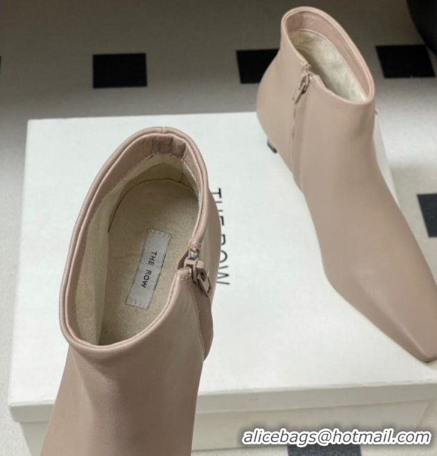 Luxurious The Row Carla Leather Heel Ankle Boots 4cm TR120811 Powder Grey 2026