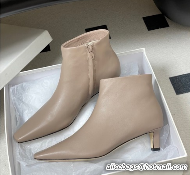 Luxurious The Row Carla Leather Heel Ankle Boots 4cm TR120811 Powder Grey 2026