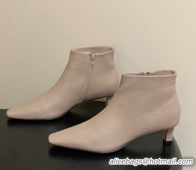 Luxurious The Row Carla Leather Heel Ankle Boots 4cm TR120811 Powder Grey 2026