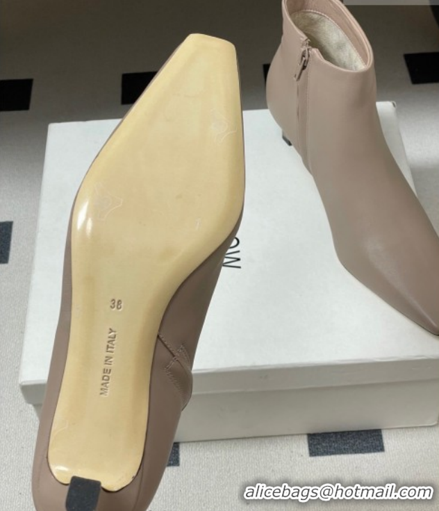 Luxurious The Row Carla Leather Heel Ankle Boots 4cm TR120811 Powder Grey 2026