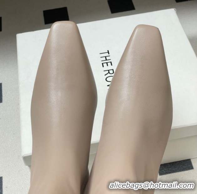 Luxurious The Row Carla Leather Heel Ankle Boots 4cm TR120811 Powder Grey 2026