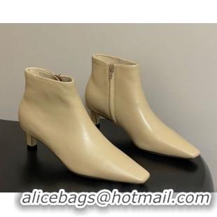 Cheap Price The Row Carla Leather Heel Ankle Boots 4cm TR120811 Beige Yellow 2026