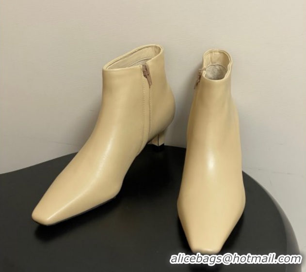 Cheap Price The Row Carla Leather Heel Ankle Boots 4cm TR120811 Beige Yellow 2026