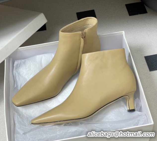 Cheap Price The Row Carla Leather Heel Ankle Boots 4cm TR120811 Beige Yellow 2026