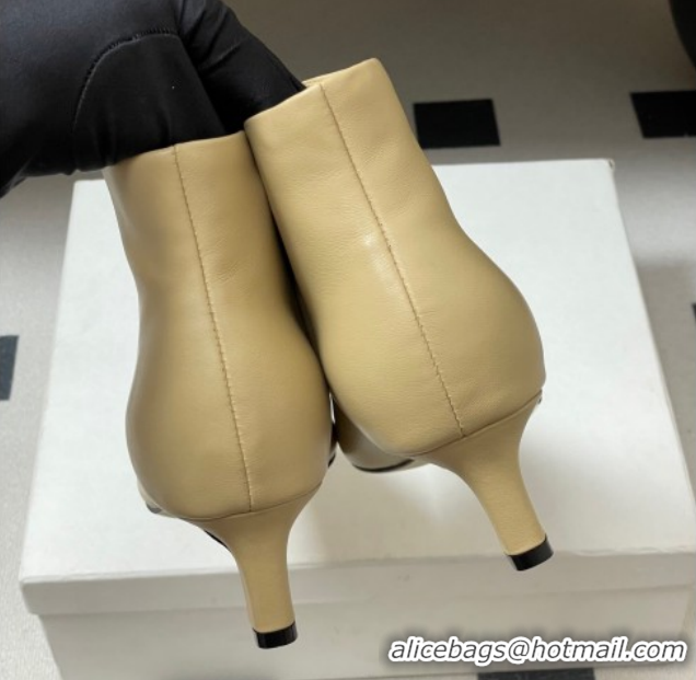 Cheap Price The Row Carla Leather Heel Ankle Boots 4cm TR120811 Beige Yellow 2026