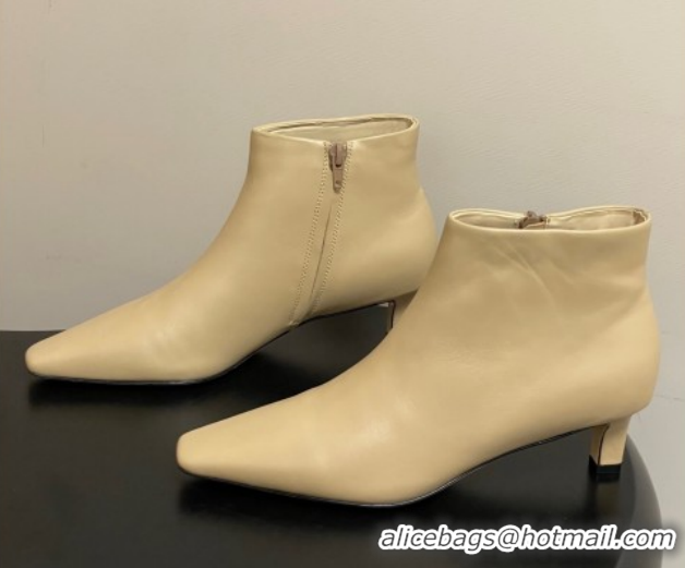 Cheap Price The Row Carla Leather Heel Ankle Boots 4cm TR120811 Beige Yellow 2026