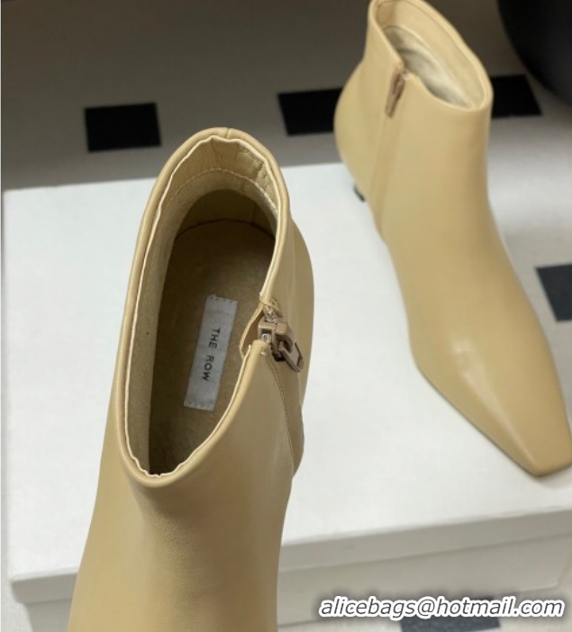Cheap Price The Row Carla Leather Heel Ankle Boots 4cm TR120811 Beige Yellow 2026