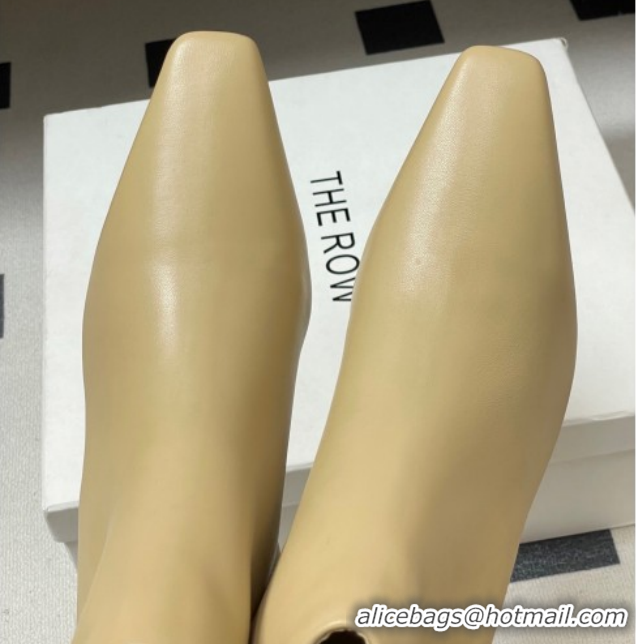 Cheap Price The Row Carla Leather Heel Ankle Boots 4cm TR120811 Beige Yellow 2026