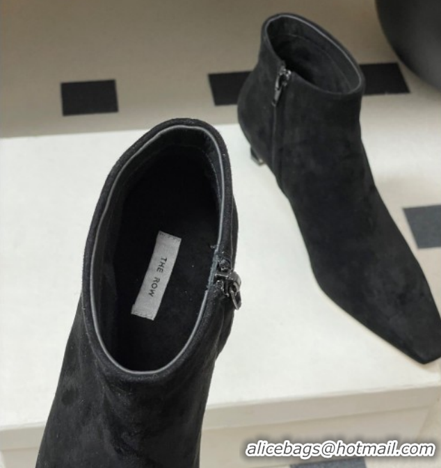 Most Popular The Row Carla Suede Heel Ankle Boots 4cm TR120811 Black 2026