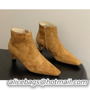 Big Discount The Row Carla Suede Heel Ankle Boots 4cm TR120811 Brown Yellow 2026