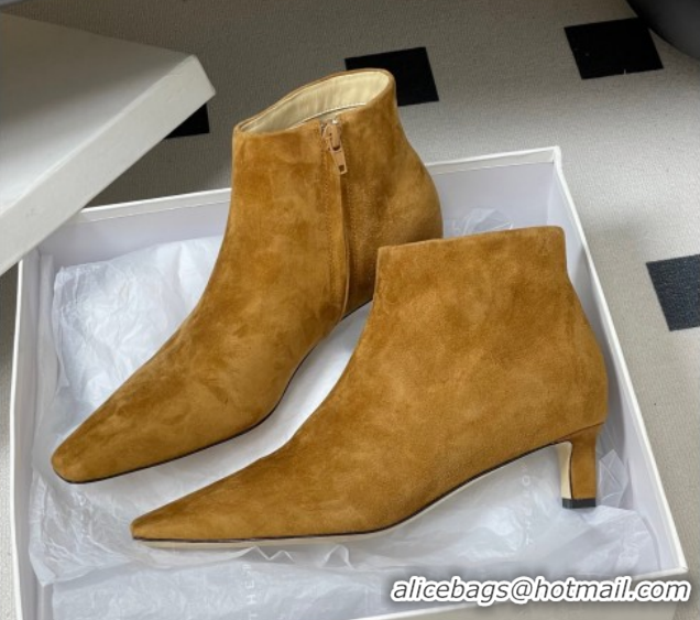 Big Discount The Row Carla Suede Heel Ankle Boots 4cm TR120811 Brown Yellow 2026