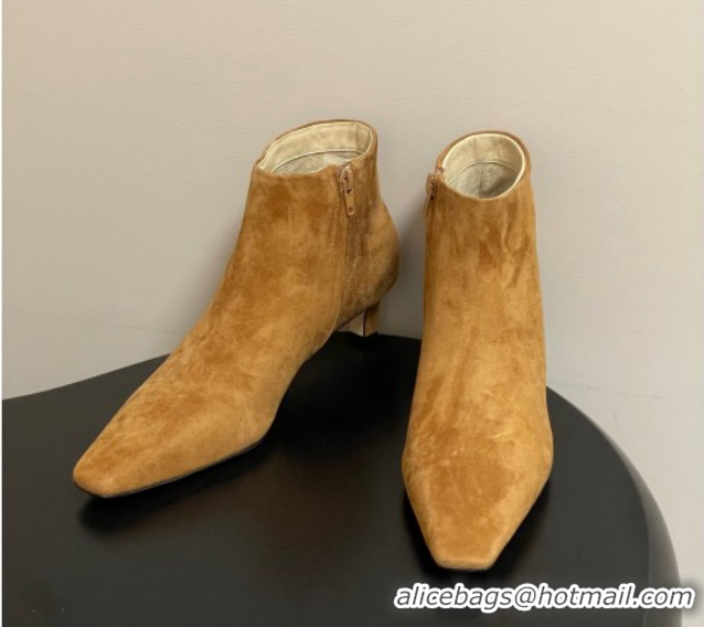 Big Discount The Row Carla Suede Heel Ankle Boots 4cm TR120811 Brown Yellow 2026