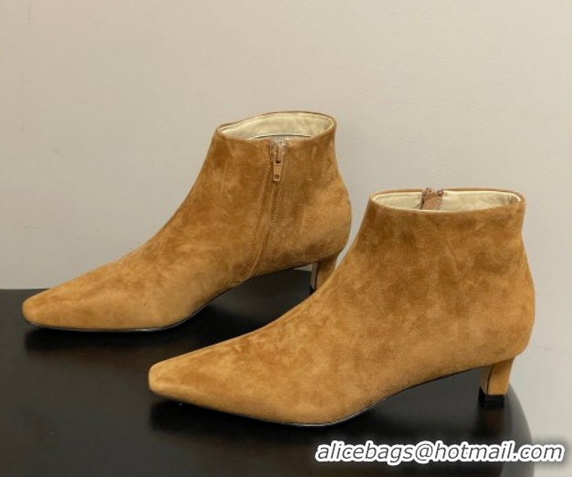 Big Discount The Row Carla Suede Heel Ankle Boots 4cm TR120811 Brown Yellow 2026