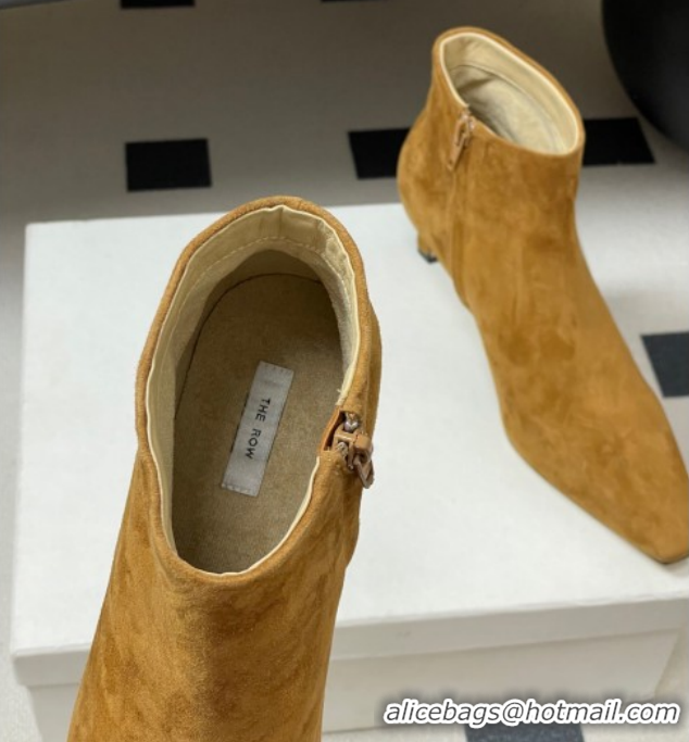 Big Discount The Row Carla Suede Heel Ankle Boots 4cm TR120811 Brown Yellow 2026