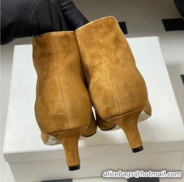 Big Discount The Row Carla Suede Heel Ankle Boots 4cm TR120811 Brown Yellow 2026