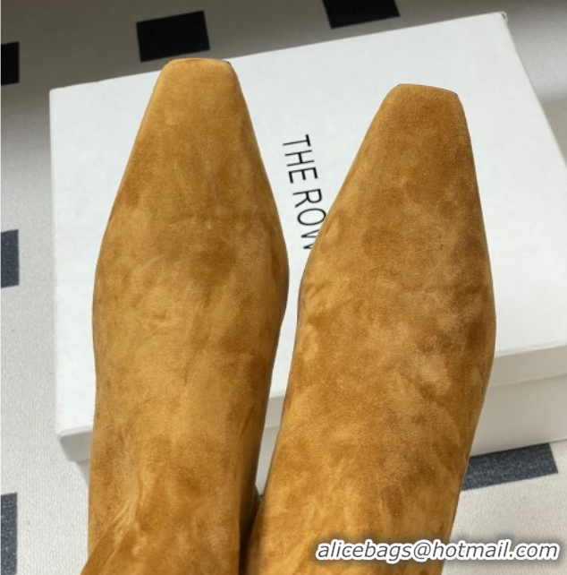 Big Discount The Row Carla Suede Heel Ankle Boots 4cm TR120811 Brown Yellow 2026