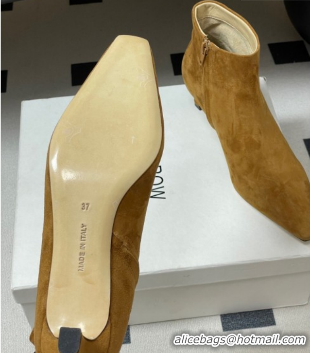 Big Discount The Row Carla Suede Heel Ankle Boots 4cm TR120811 Brown Yellow 2026