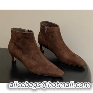 Best Price The Row Carla Suede Heel Ankle Boots 4cm TR120811 Dark Brown 2026