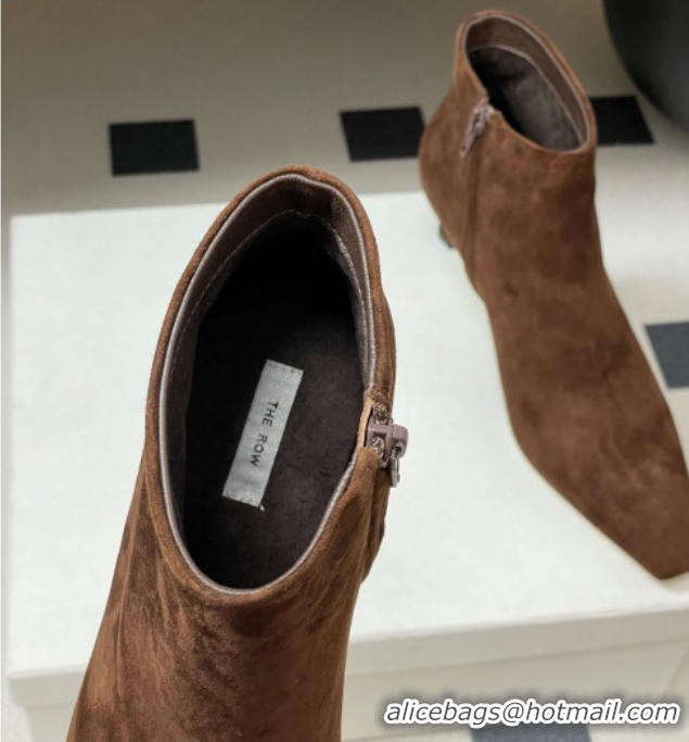 Best Price The Row Carla Suede Heel Ankle Boots 4cm TR120811 Dark Brown 2026