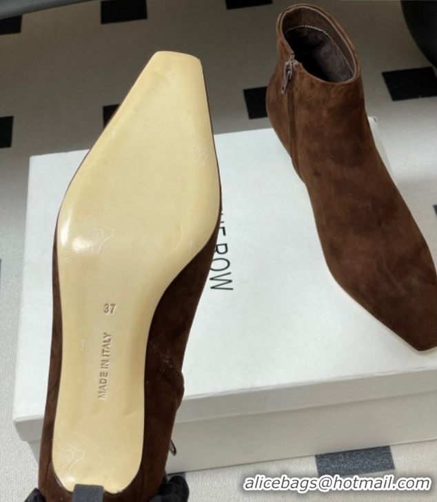 Best Price The Row Carla Suede Heel Ankle Boots 4cm TR120811 Dark Brown 2026