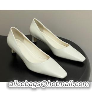 Stylish The Row Carla Leather Pumps 4cm in Calf Leather TR120812 White 2026