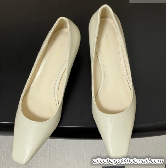 Stylish The Row Carla Leather Pumps 4cm in Calf Leather TR120812 White 2026