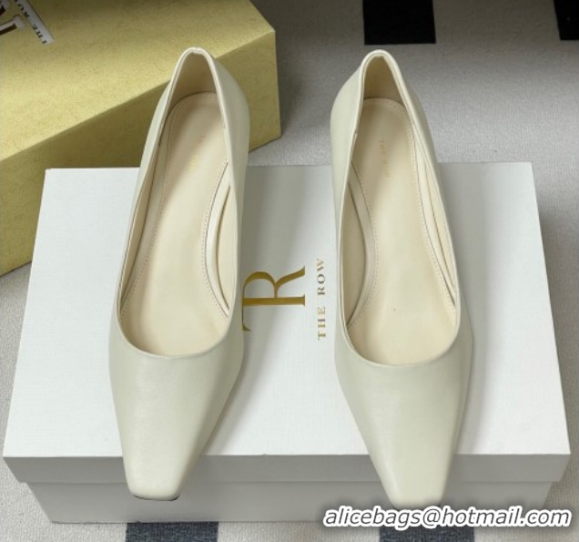 Stylish The Row Carla Leather Pumps 4cm in Calf Leather TR120812 White 2026