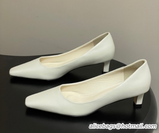 Stylish The Row Carla Leather Pumps 4cm in Calf Leather TR120812 White 2026