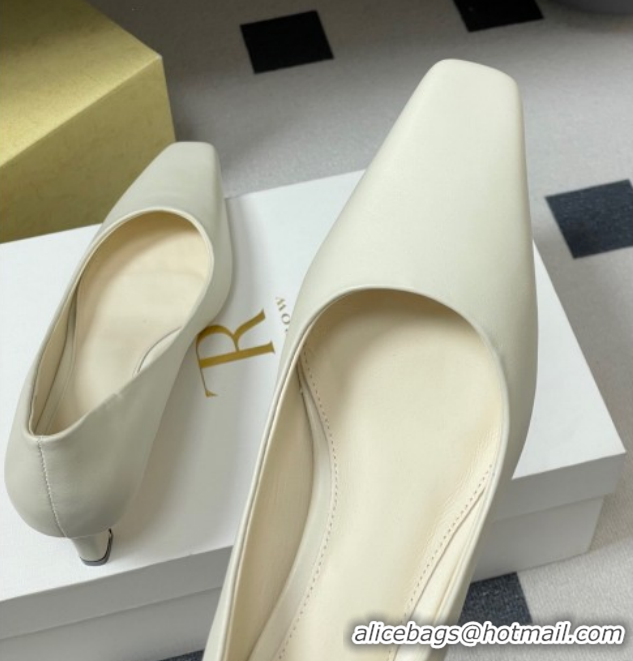 Stylish The Row Carla Leather Pumps 4cm in Calf Leather TR120812 White 2026
