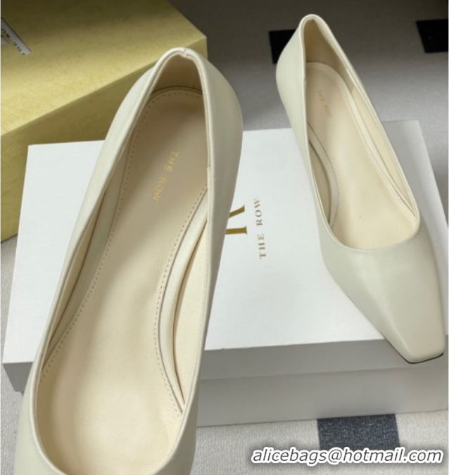 Stylish The Row Carla Leather Pumps 4cm in Calf Leather TR120812 White 2026