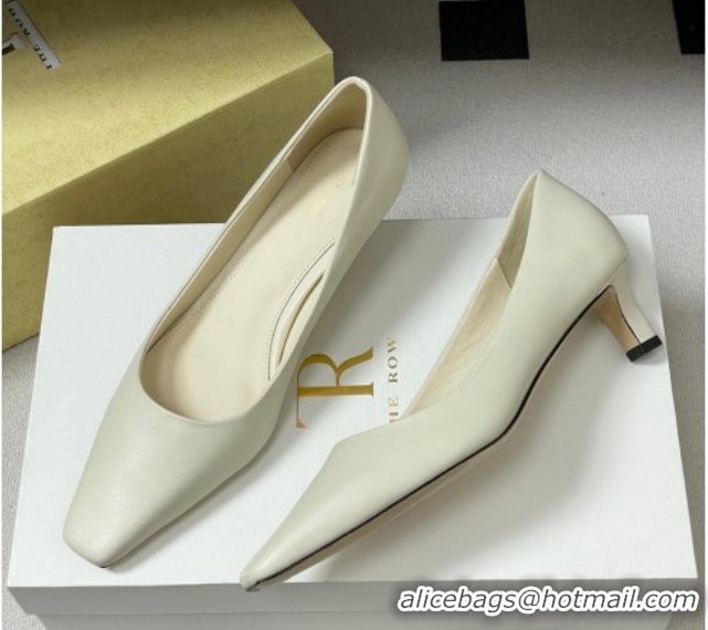 Stylish The Row Carla Leather Pumps 4cm in Calf Leather TR120812 White 2026